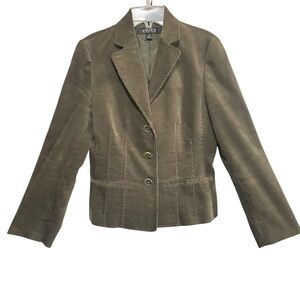 Kasper Brown Corduroy Blazer Jacket 3 Button Classic Career Workwear Size 4
